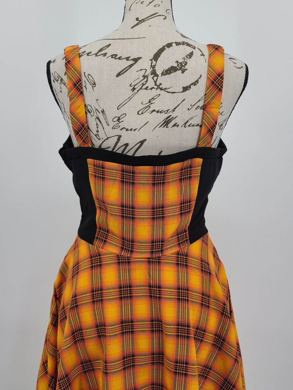 Unique Vintage's Orchid Bloom Plaid Corset Bodice Fit & Flare Midi Dress Size 8 - Picture 8 of 12